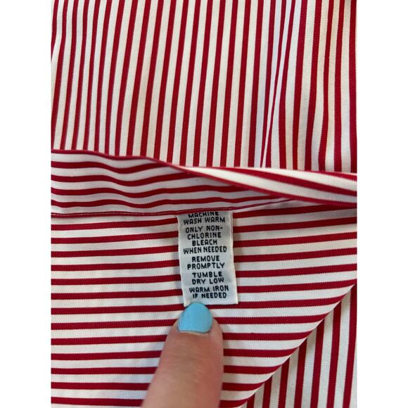 Ralph Lauren Red & White Striped Classic Fit Button Down Shirt 100% Cotton 17/34 - Picture 7 of 9